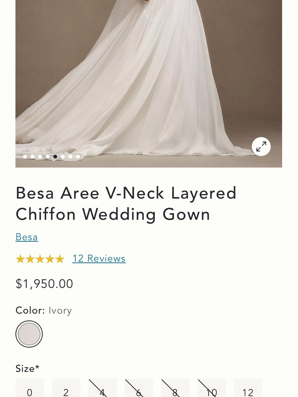 Anthropologie Elegant White Sheer-Yoke Bridal Gown - Picture 4 of 6